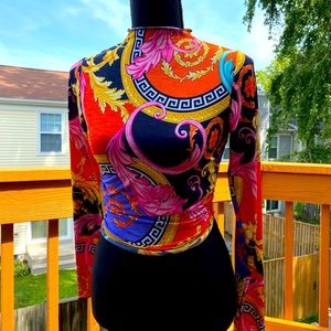 Abstract Backless Crop Top